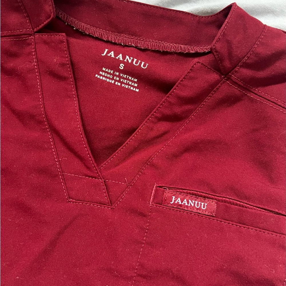 Jaanuu Burgundy Scrub Top